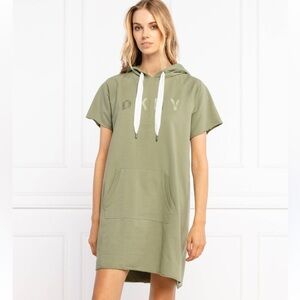 DKNY Sport Olive Green Hooded sweatshirt dress
